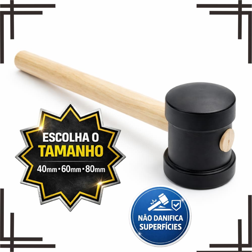 Martelo de Borracha Preto Thompson | Pisos, Porcelanatos e Montagem (40 a 80mm)