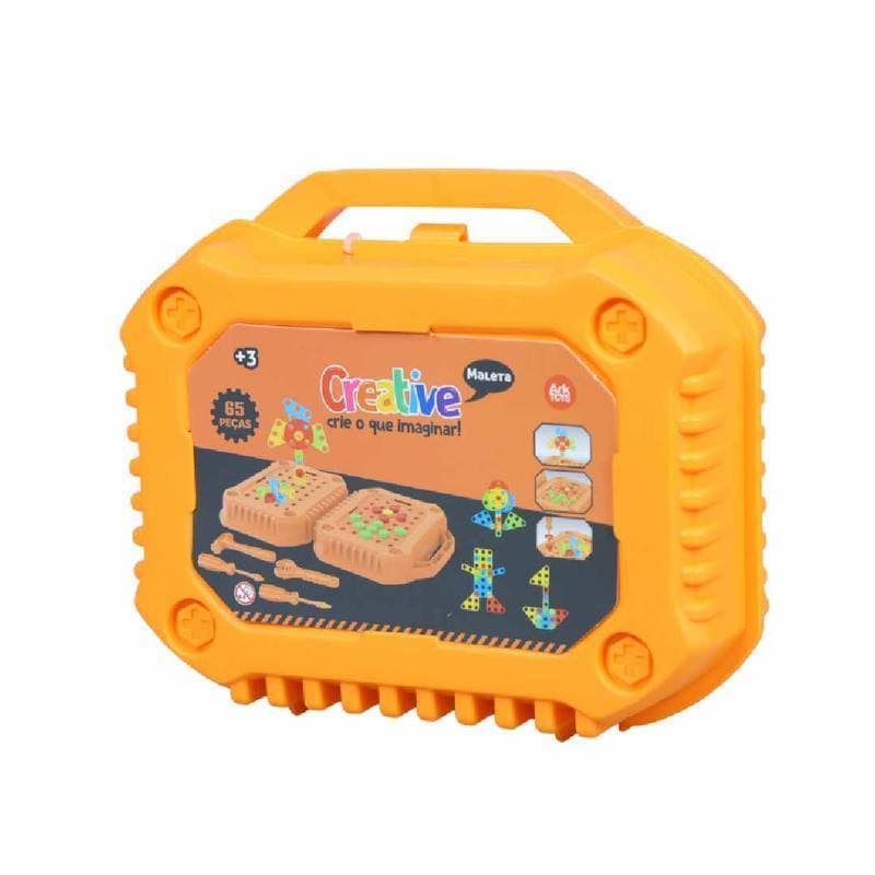Maleta de Ferramentas Infantil 65 Peças Brinquedo Educativo Criatividade Coordenação +3 Anos