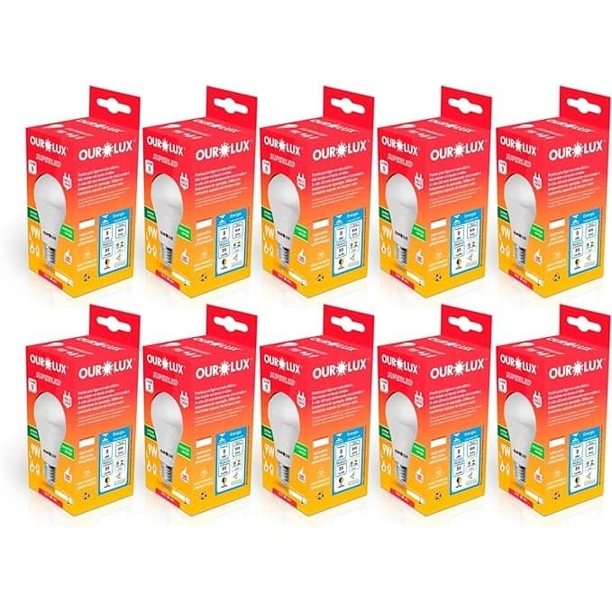 Kit 10 Lâmpada SujperLed Bulbo 9w 6500k Ourolux