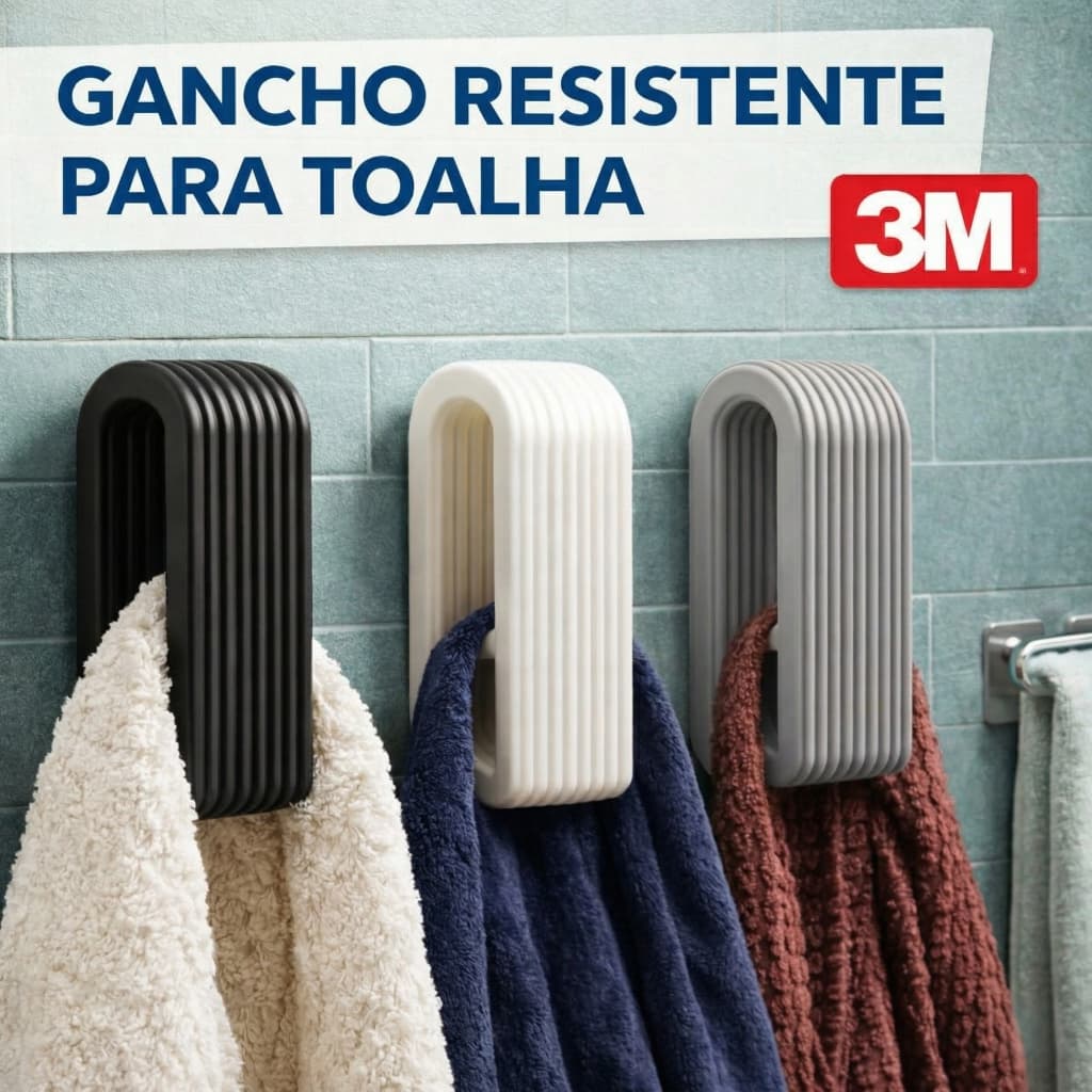 Gancho Suporte para Toalhas Panos Resistente Com Fita 3M Para Toalhas Roupas Variado Premium