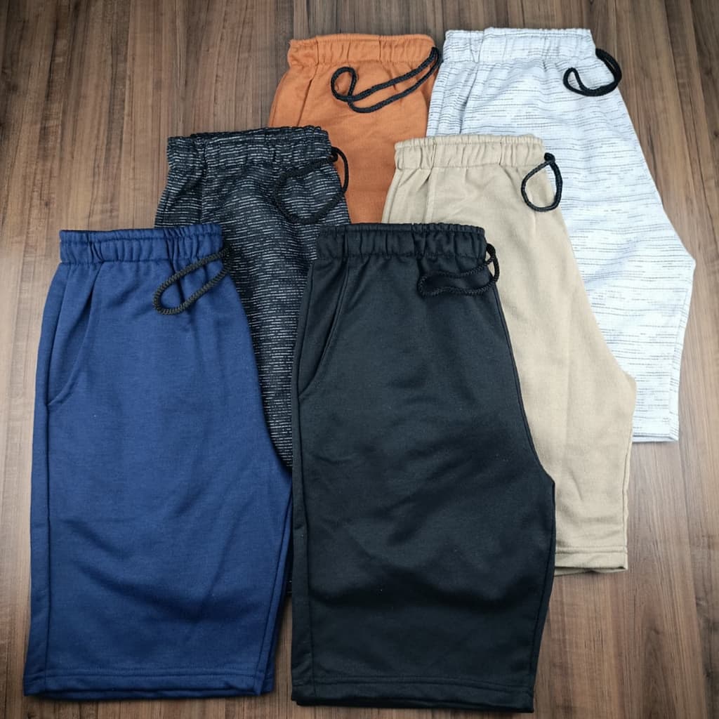 Kit 6 Bermudas de Moletom Premium Masculino, Bolsos Laterais, Casual & Fitness. Custo benefício.