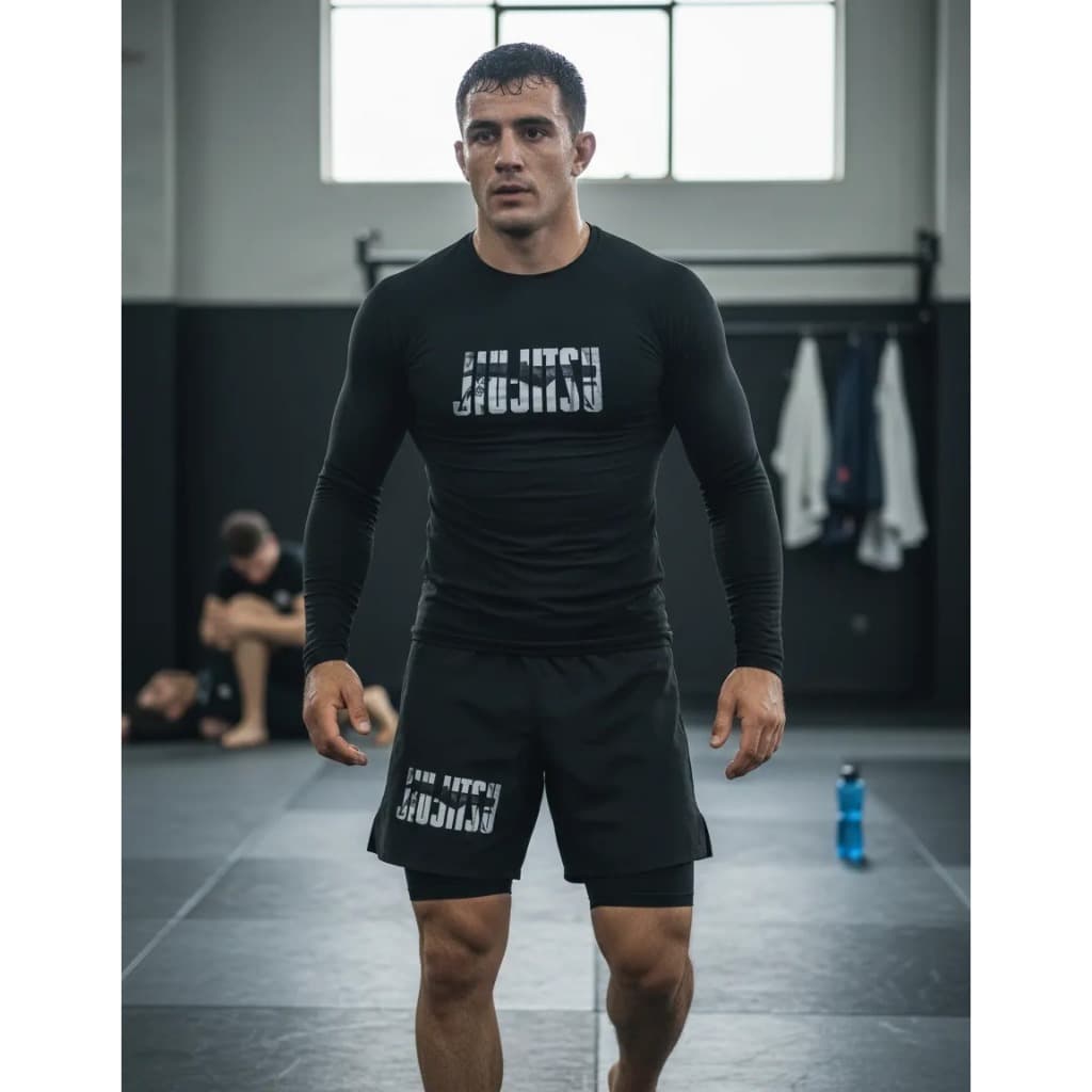 Kit Jiu Jitsu No Gi Rash Guard + Bermuda Com Forro Luta conjunto jiu jitsu sem kimono