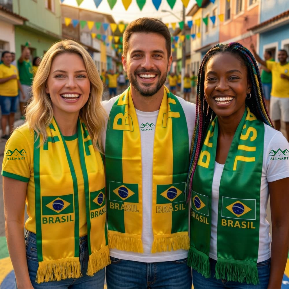 Cachecol Brasil Torcida Cetim | Bandeira Brasil | Copa Futebol | 1, 2 ou 3 Unidades