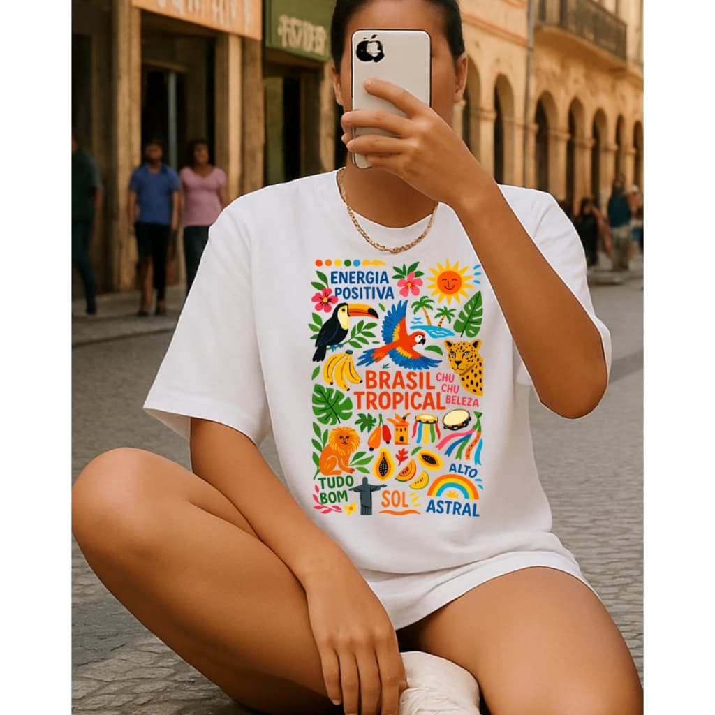Camiseta BRASIL TROPICAL moda feminina brasileira tshirt blusa camisa roupa feminina promoção