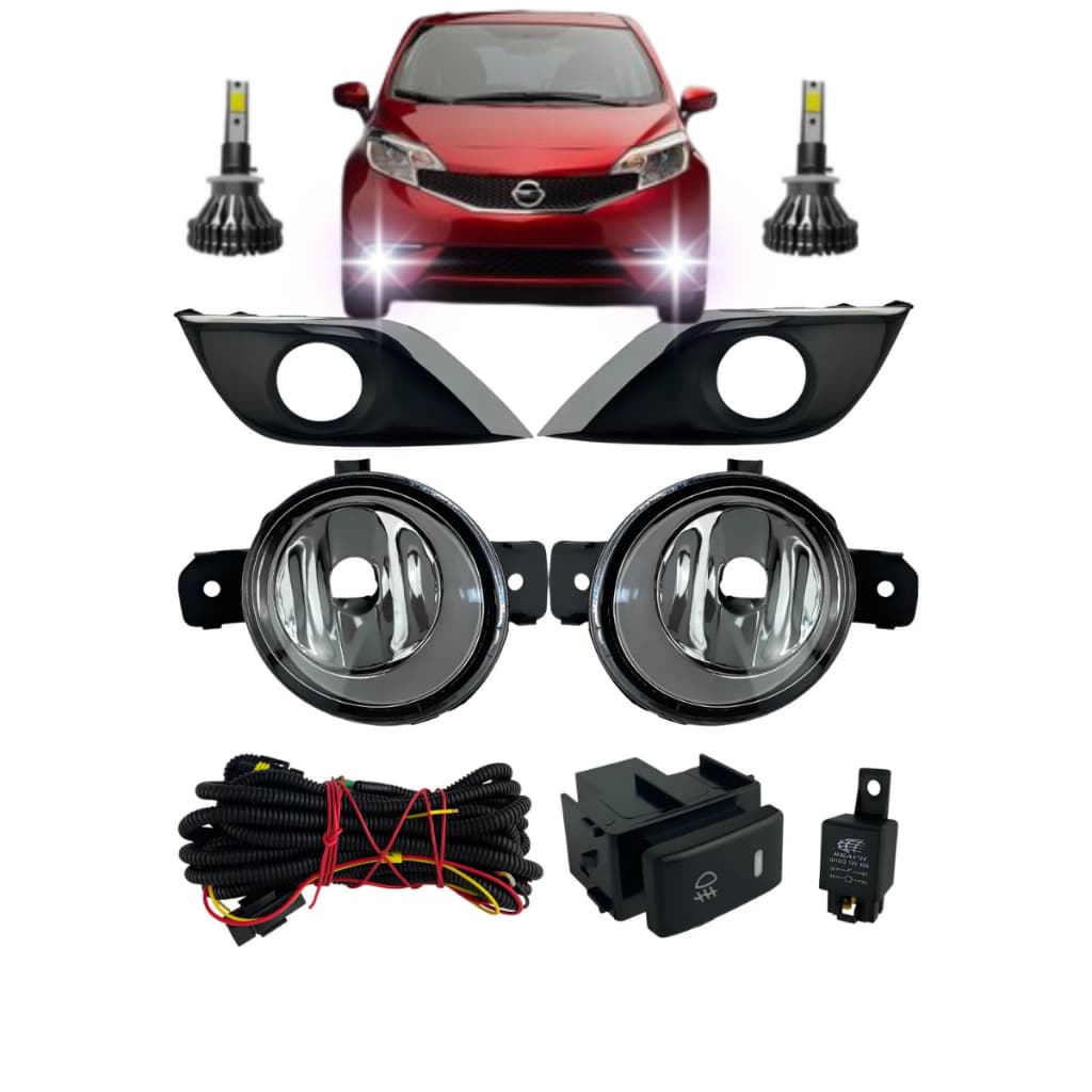 KIT FAROL DE MILHA DO VERSA 2014 2020 + FAROL LENTE VIDRO + LAMP/ LED + MOLDURAS + BOTAO MODELO ORIGINAL