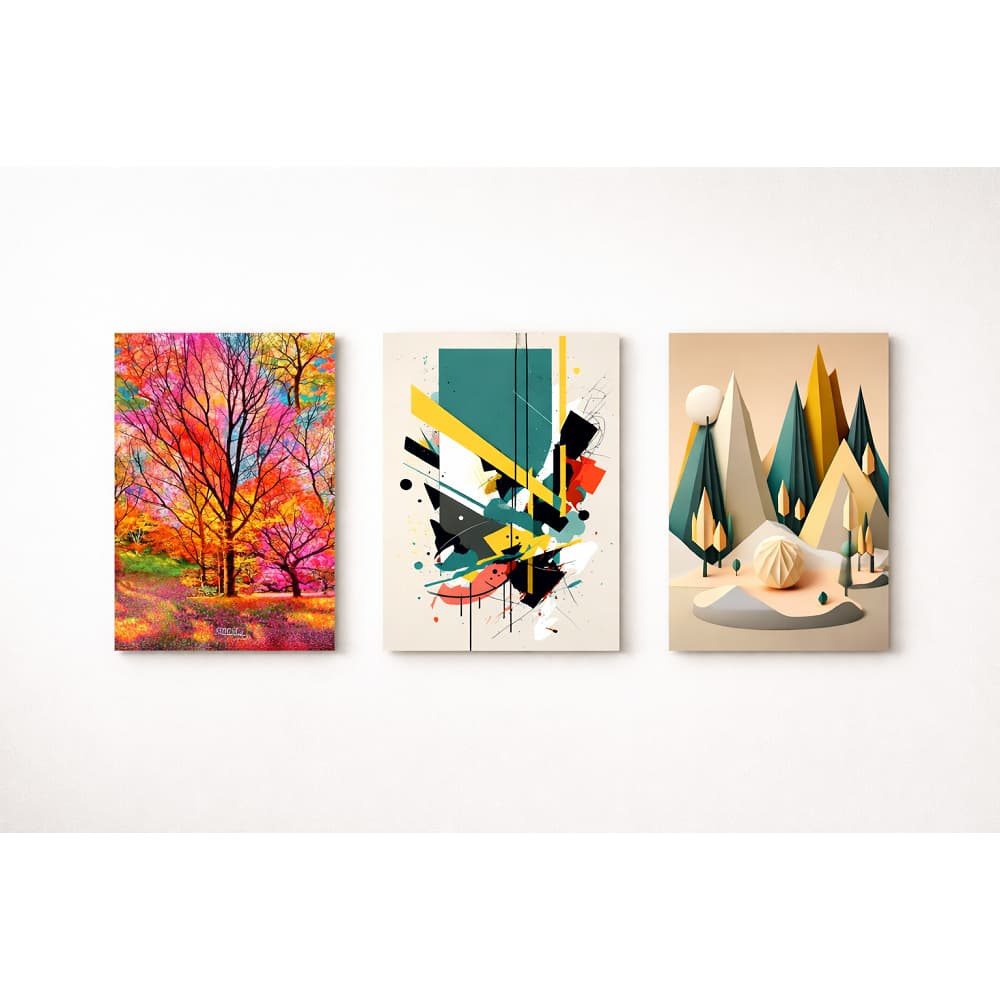 Quadros MDF Abstratos Geométricos Placas Decoração 28x20cm