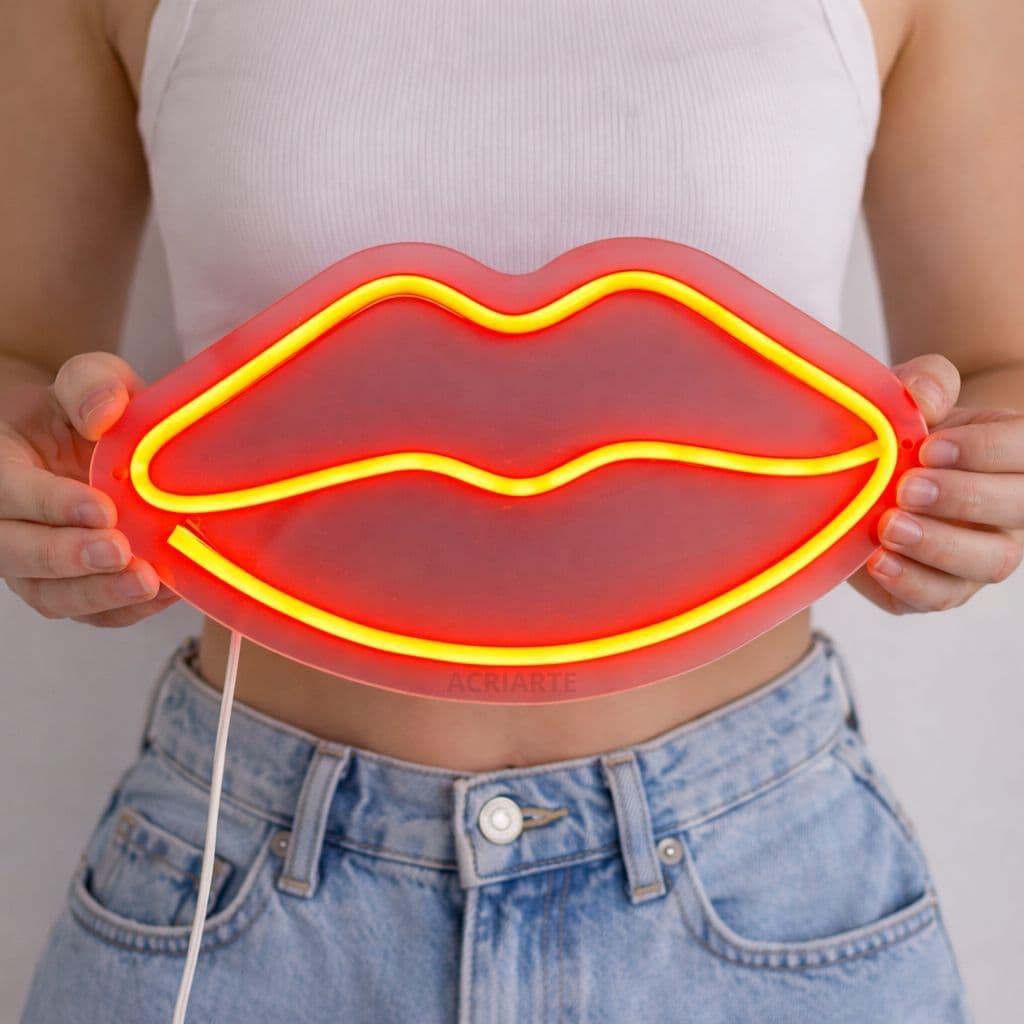 Luminária Boca Neon – Luz Decorativa Moderna para Decoração e Parede