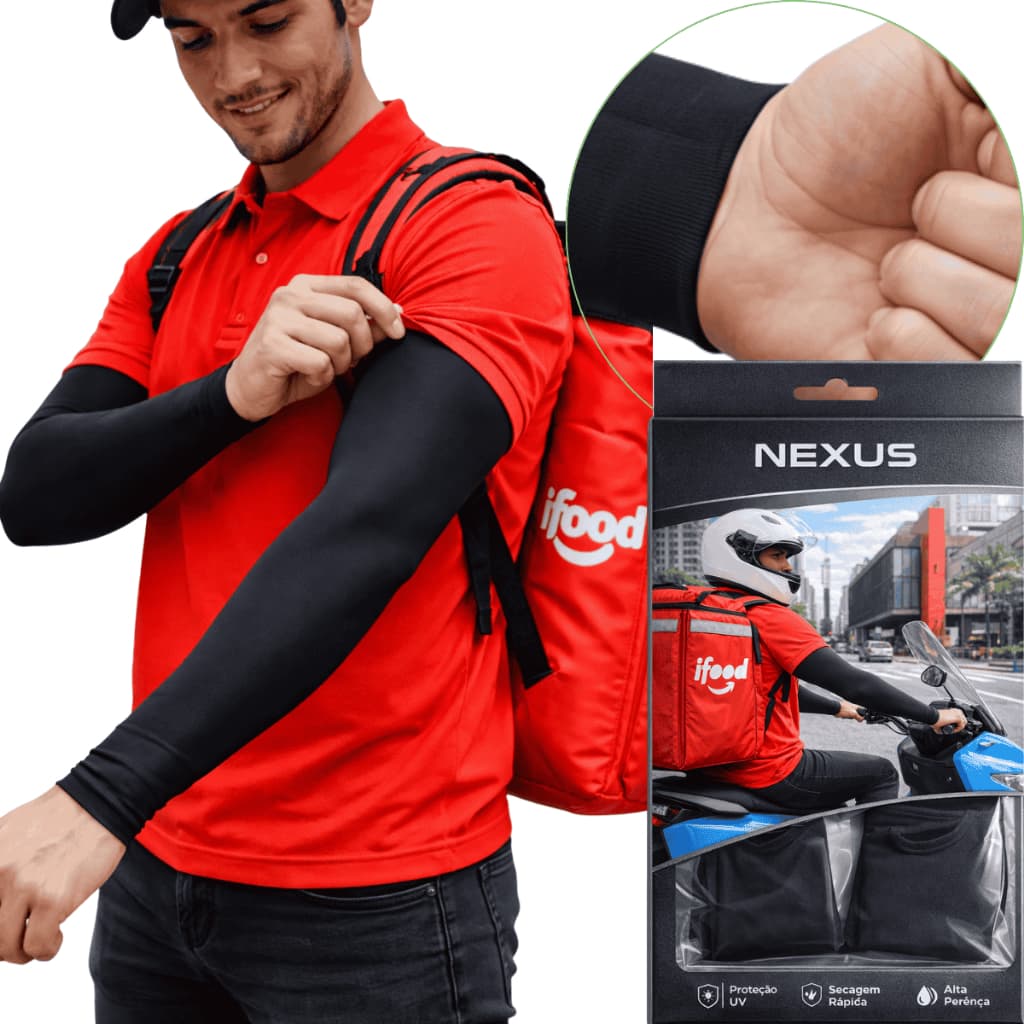Manguito Proteção Solar Manga Protetor Braço Motoboy UV 50+ Unissex Premium Entrega Bicicleta Motos