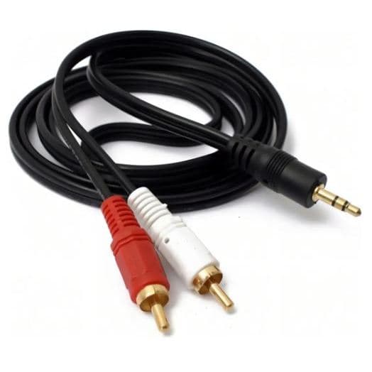 Cabo De Áudio Auxiliar P2 RCA 1,5 metro Vermelho E Branco Som Notebook Para Caixa de Som Amplificador TV Som