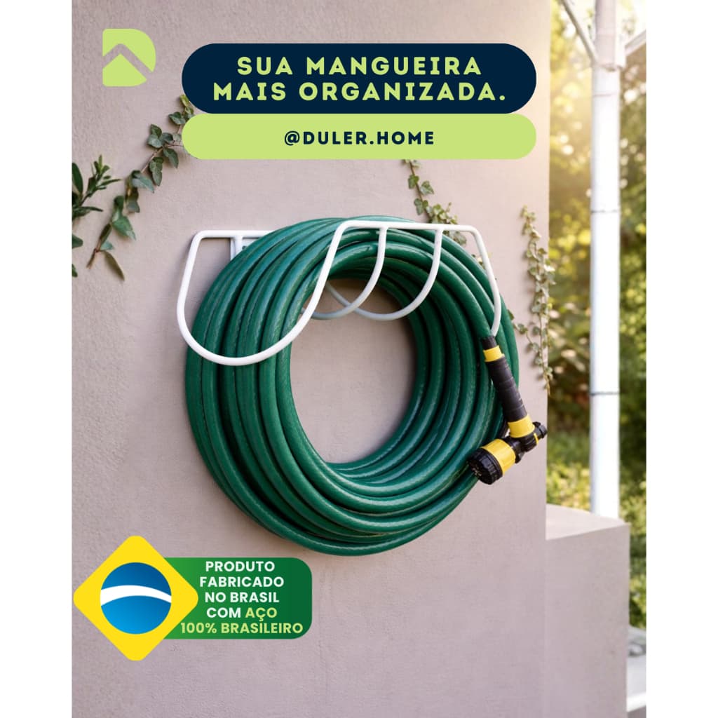 Suporte Enrolador para Mangueira Jardim Aço Branco ou Preto Fosco