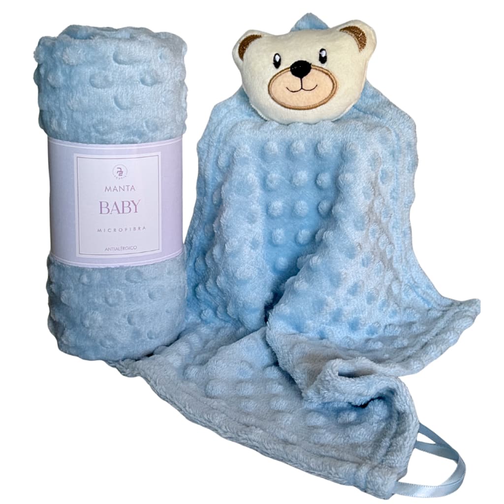 Kit Manta + Naninha Bebê Fleece Pipoquinha | Super Macio e Quentinho | Menino Menina