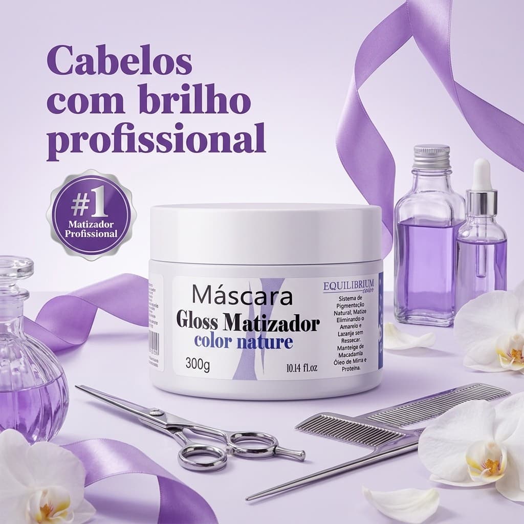 Máscara Matizador Gloss Capilar Color Nature 300g Tonalizante Profissional Cabelo