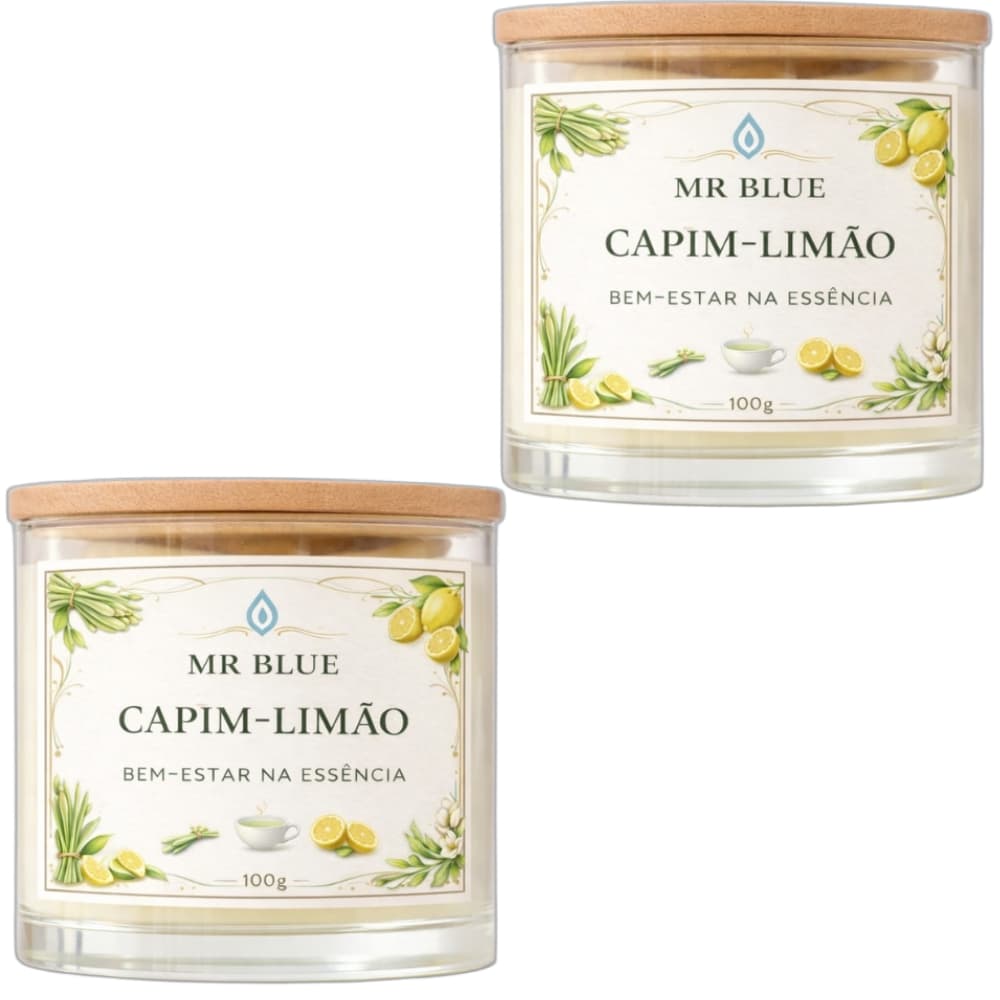 Kit Com 2 Vela Aromática de Capim Limão 100g - MR Velas Aromáticas