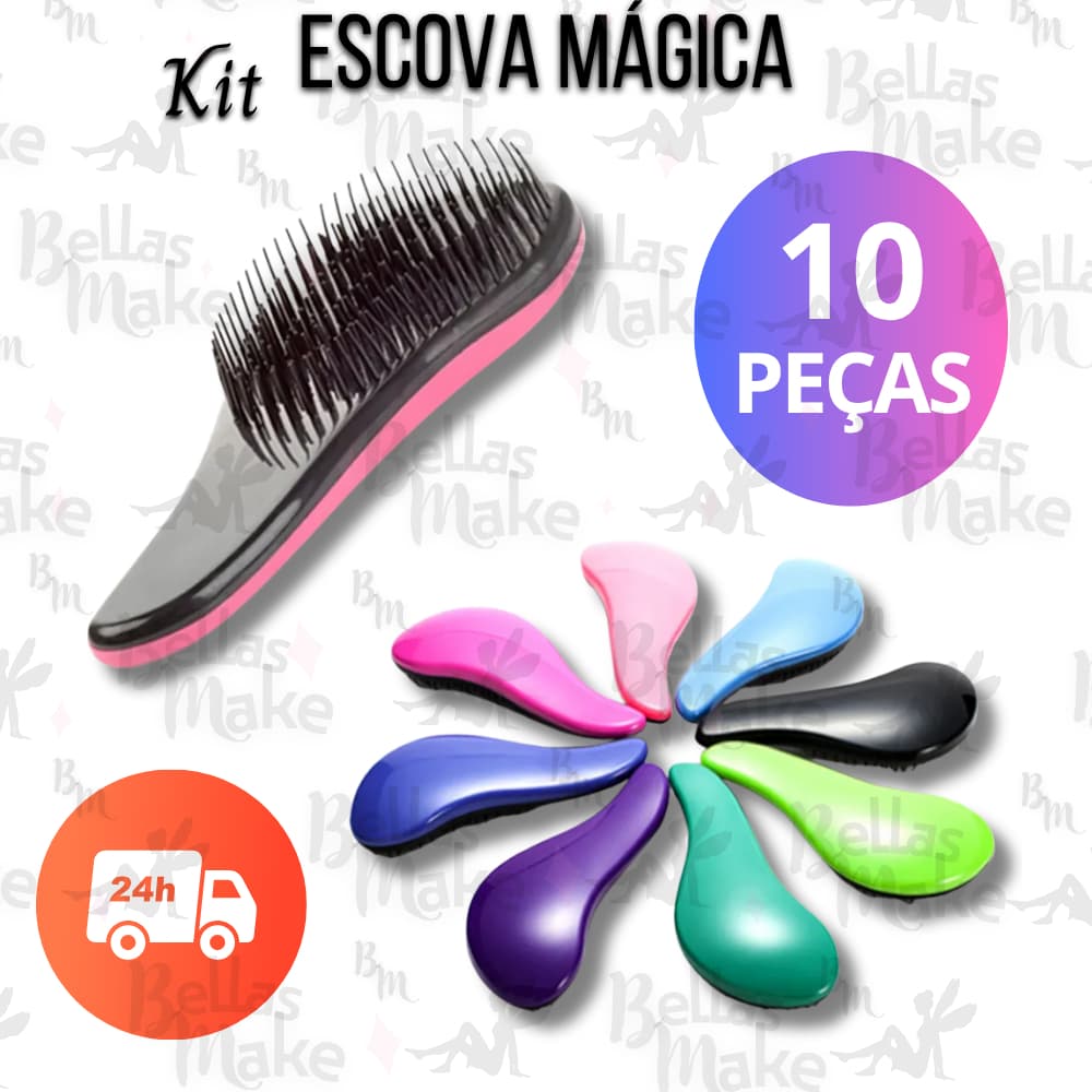 Kit 10 Unidades Escovas Mágicas Anti Frizz Desembaraçadora Escolha Sua Cor Para Revender