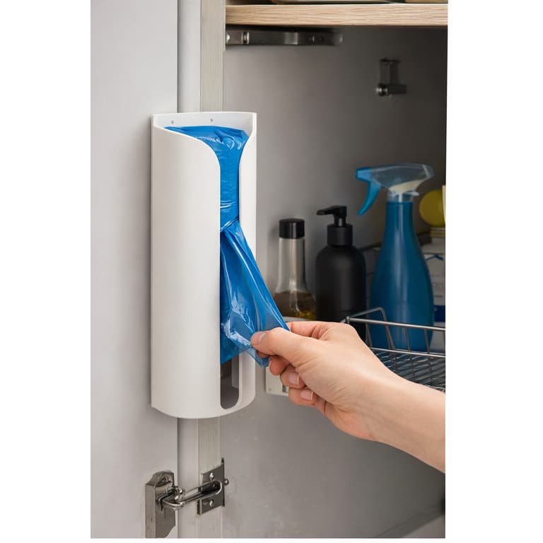 Porta Sacos de Lixo para Cozinha | Dispensador Prático e Organizado | Design Moderno, Compacto e Funcional | 16cm