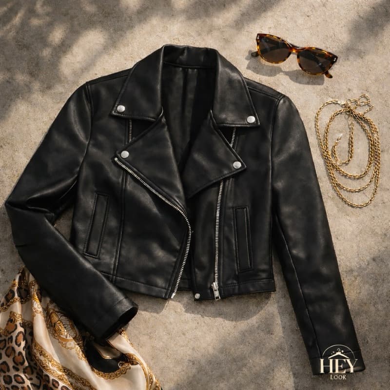 Jaqueta de Couro Feminina Com Zíper Inverno Elegante