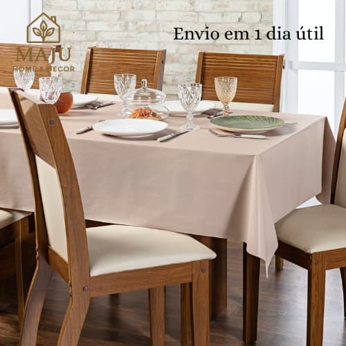 Toalha de Mesa Térmica Impermeável PVC Estampa Linho 4 6 8 Lugares