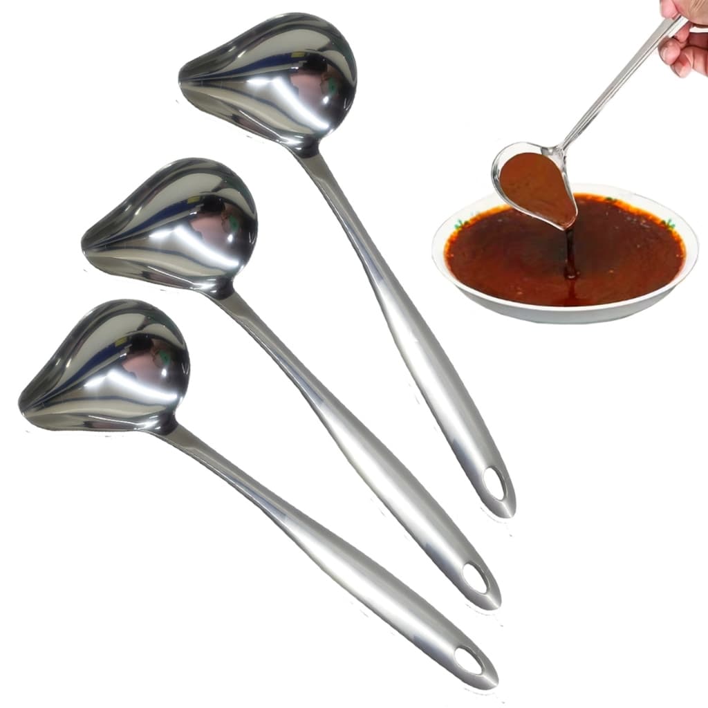 Kit com 3 Concha com Bico Lateral em Aço Inox Para Servir Molhos Sopas E Caldas