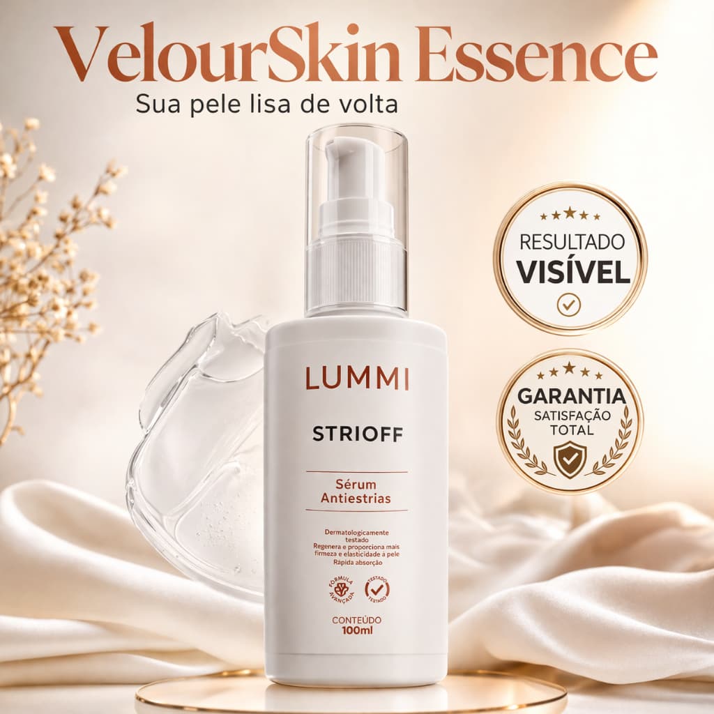 Sérum Antiestrias VelourSkin Essence 100ml Redutor de Estrias Firmeza Pele Hidratante Corporal