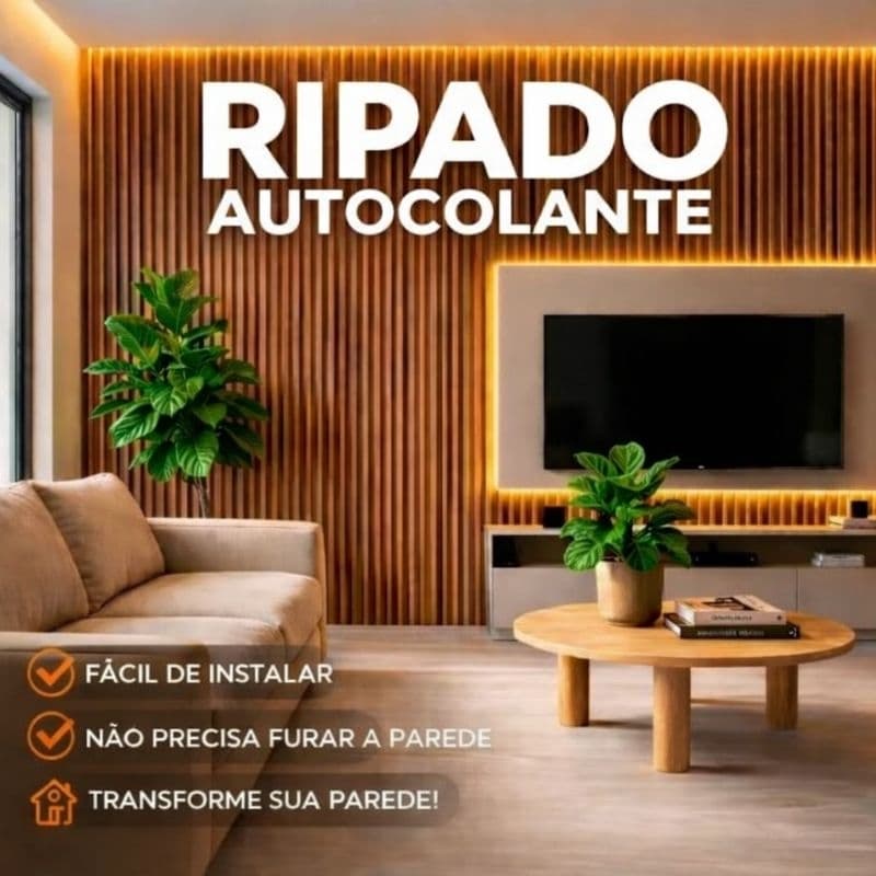 Kit 100 Placas Ripado MDF Autocolante 45x11cm Revestimento de Parede Decorativo Envio Imediato