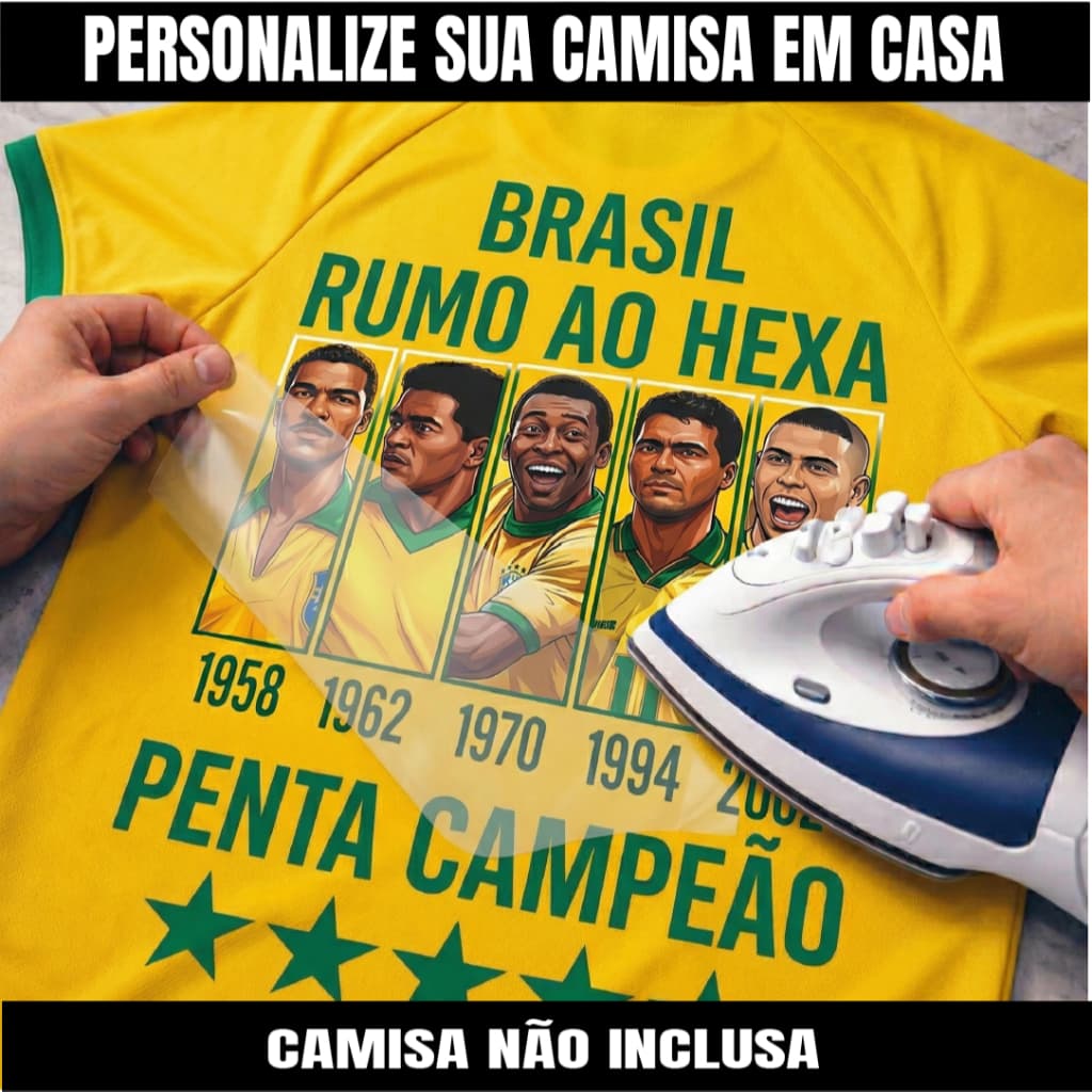 Arte termocolante dtf copa brasil personalize com ferro de passar em casa
