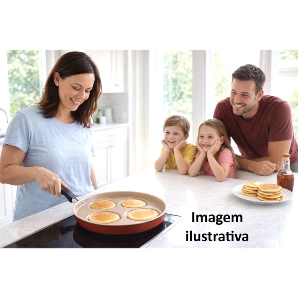 Frigideira Antiaderente 4 em 1 Divisórias Panela Fritar Grill Assadeira Ovo Sanduicheira