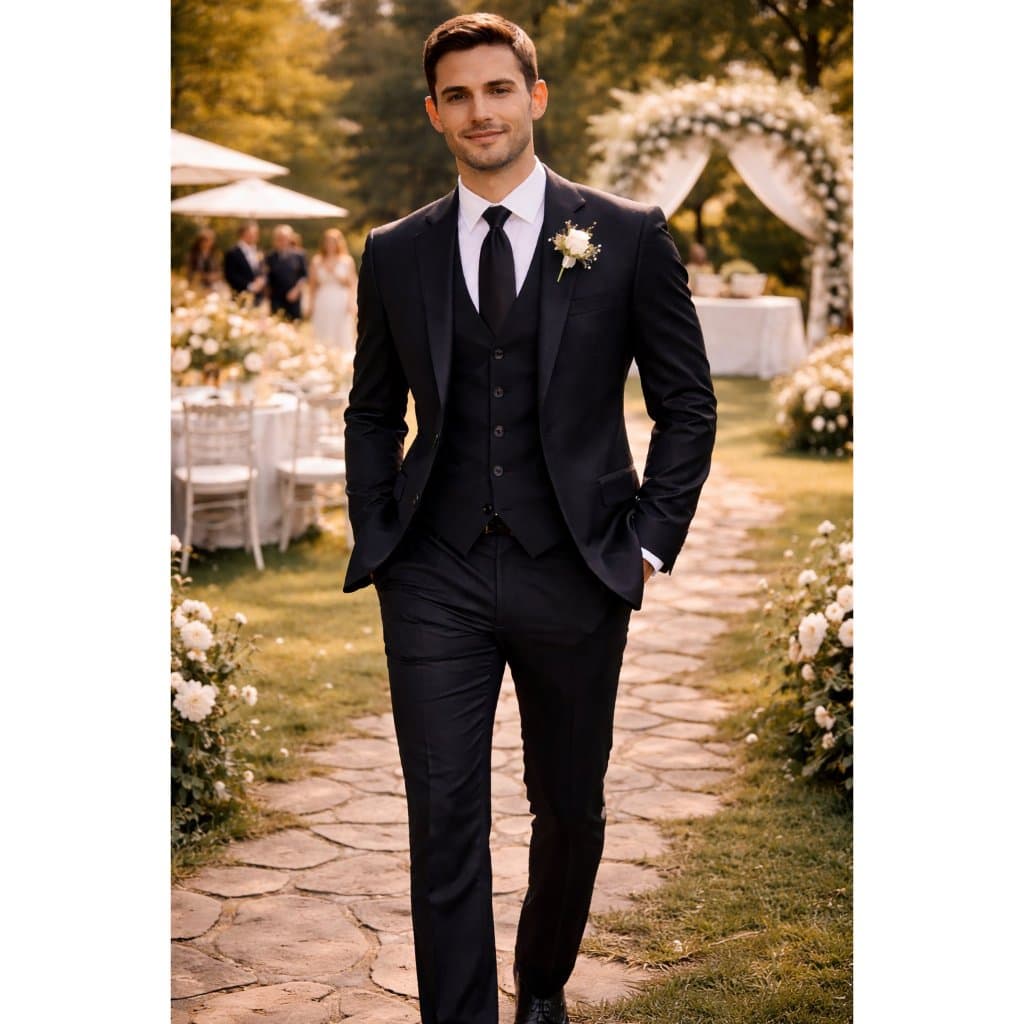 Terno Social Masculino Oxford Premium Preto - Completo Paletó + Calça + Colete - Melhor Preço