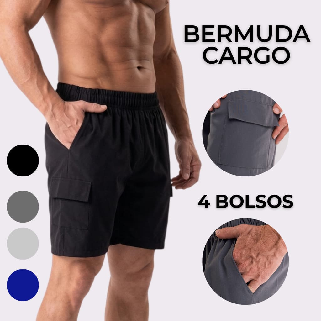 BERMUDA TACTEL COM ELASTANO BOLSO CARGO
