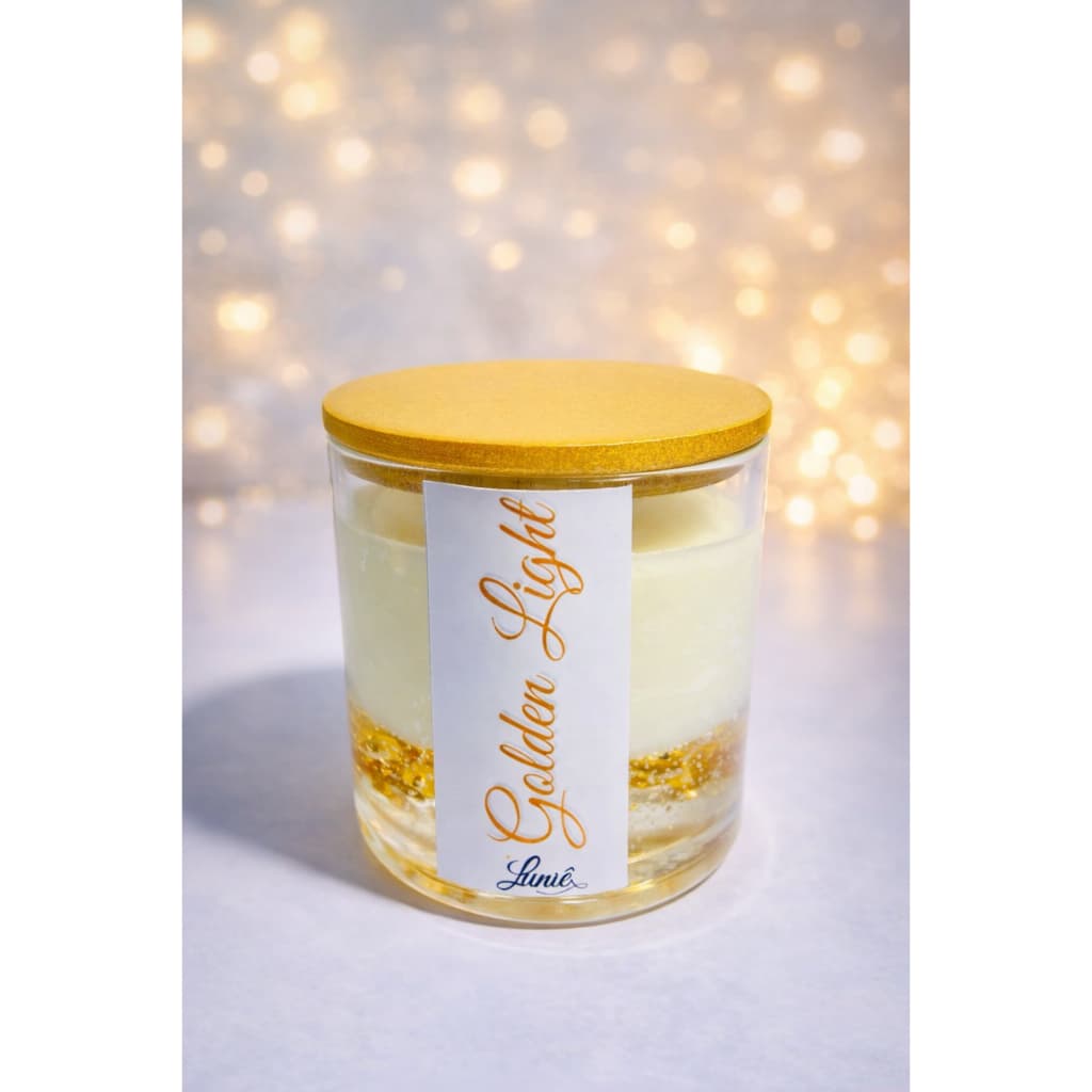 Vela Aromática 180g Decorativa Premium Golden Light | Aroma Doce Frutado | Presente Sofisticado