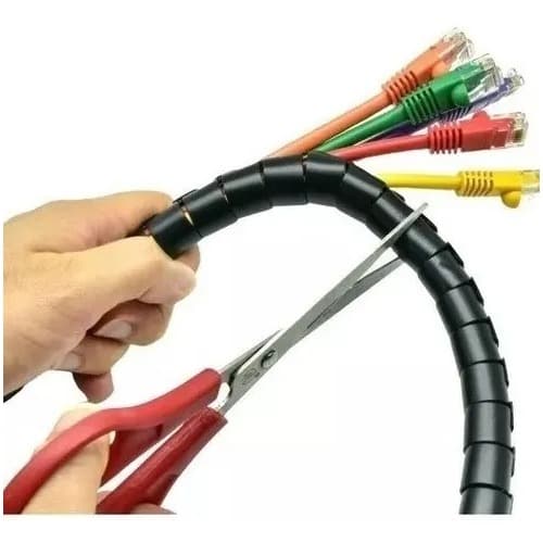 Organizador De Fios Cabos Espiral  Informática  Preto/Branco
