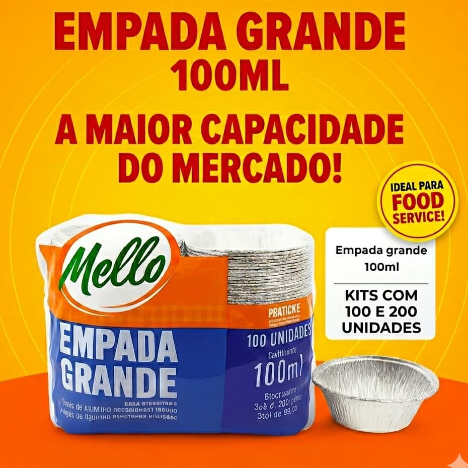 Kits Forminhas Empada Queijadinha GRANDE Alumínio 100ml Mello pacotes com 100, 200 e 300 unidades