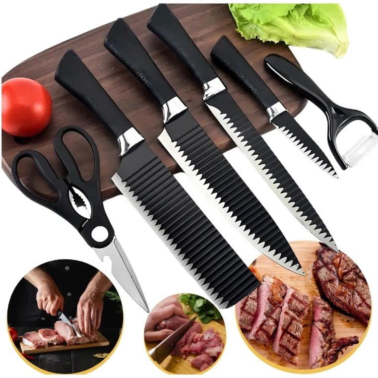 Faca De Cozinha Chefe Dainayouth Set 6 Peças Preto Gourmet