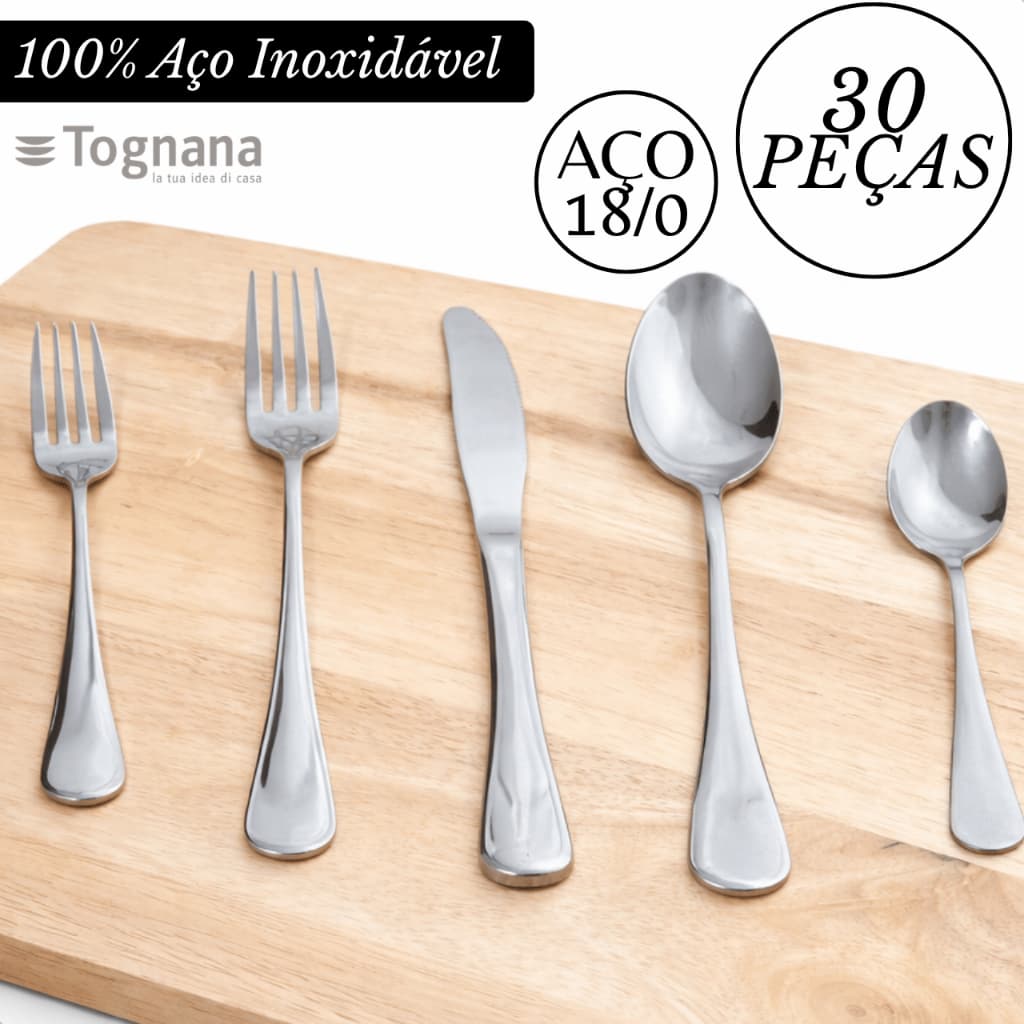 30 Peças Premium Kit/Jogo De Talheres Aço Inoxidável 18/0 Garfo Faqueiro Colher De Sobremesa