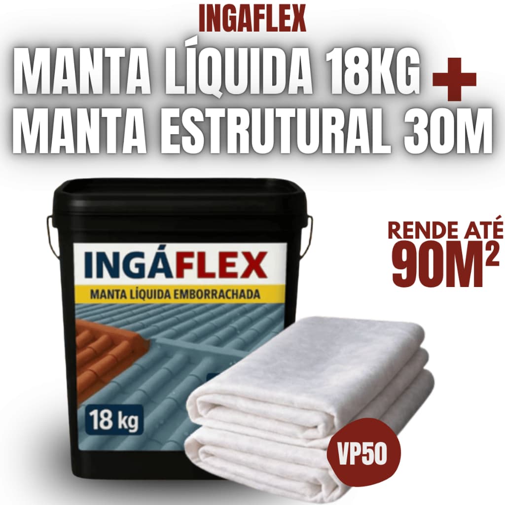 Kit Impermeabilizante Completo 18kg Manta Líquida + Bidim 30m Proteção Total para Lajes e Telhados