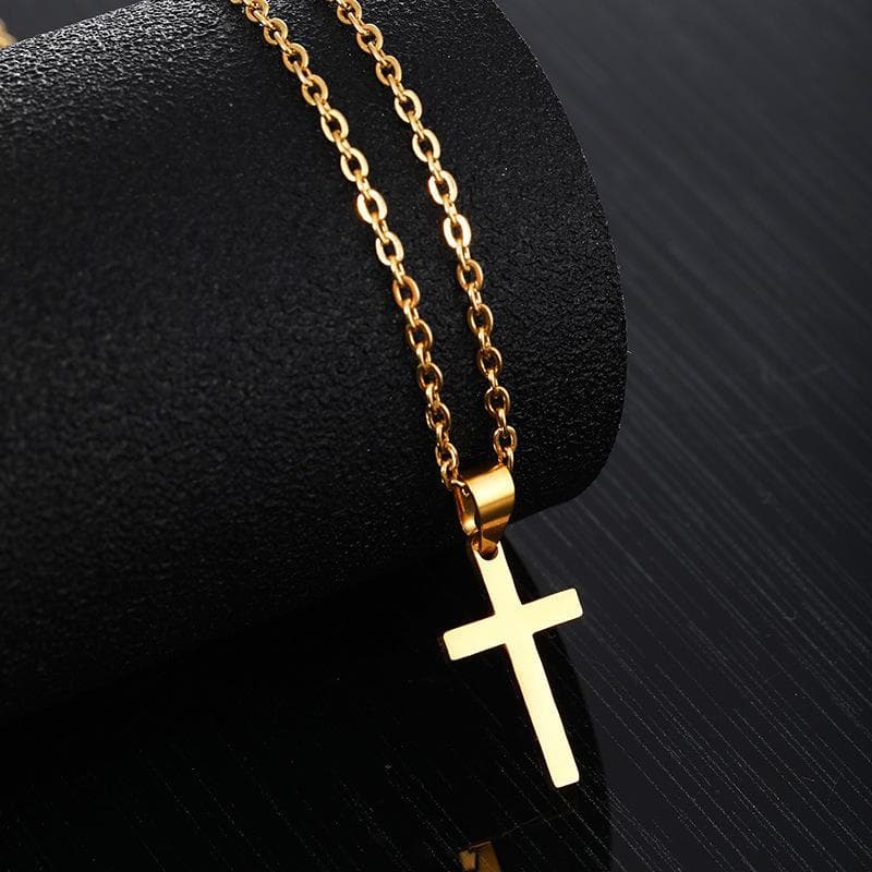 Cordão Colar Com Pingente Cruz Minimalista Banho Ouro18k