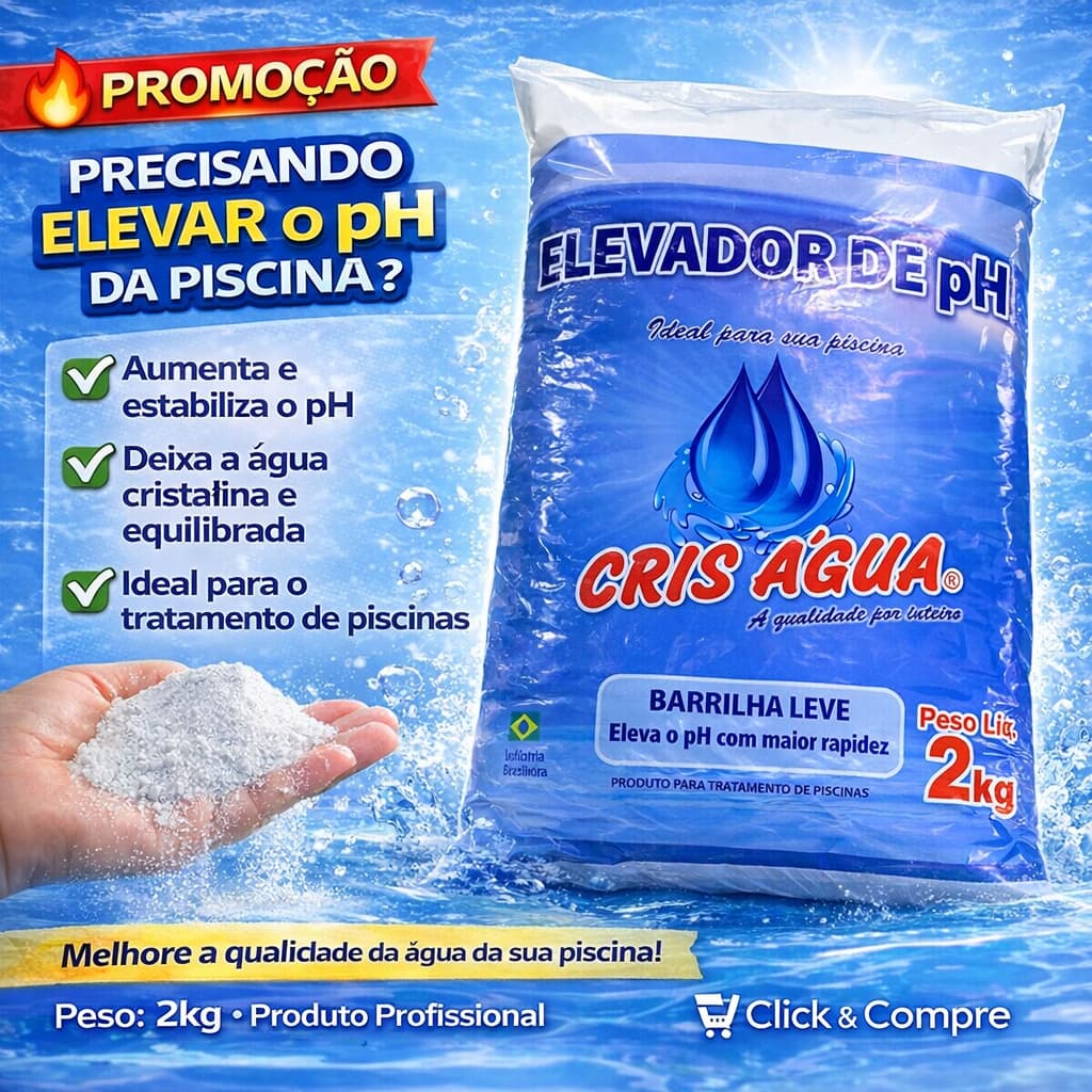 Elevador De Ph Para Piscina 2Kg Cris Água Barrilha Leve Solúvel