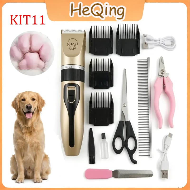 Kit Máquina De Tosar Cachorro Profissional Pet De Corte Cabelo Tosador de Cães Pet (11 Peças)