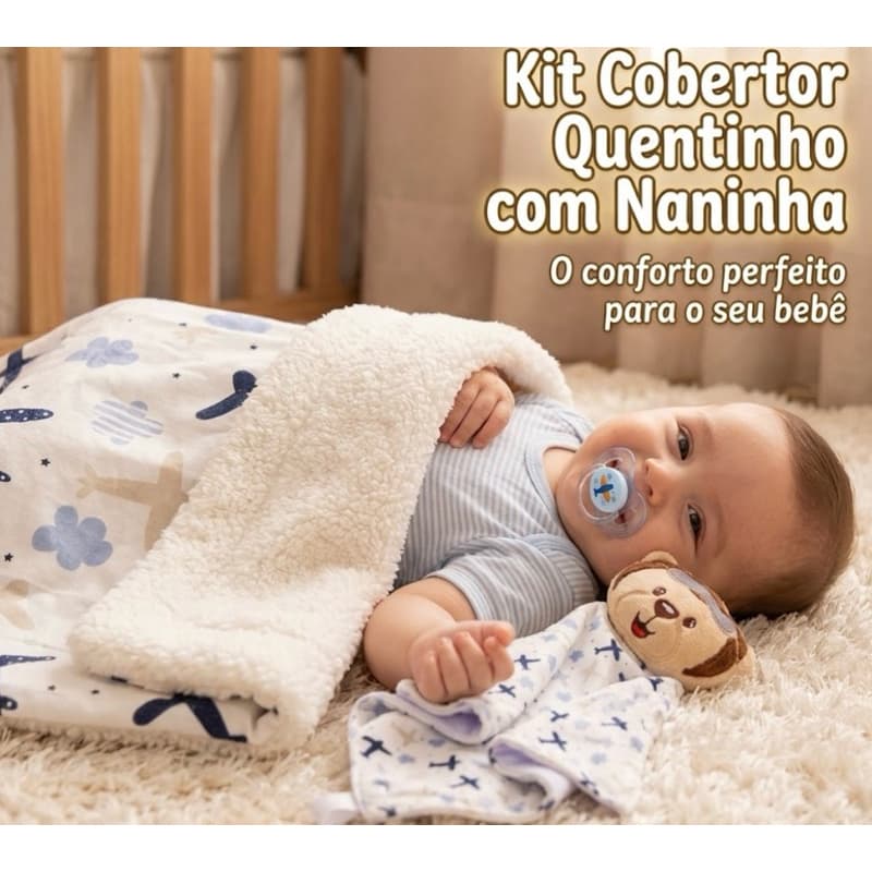 Cobertor Com Naninha Urso Aviador Para bebe recem nascido INVERNO BEBE COBERTA QUENTINHA fofinha
