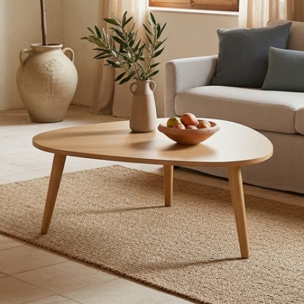 Mesa de Centro Orgânica Moderna Para Sala Pés de Madeira