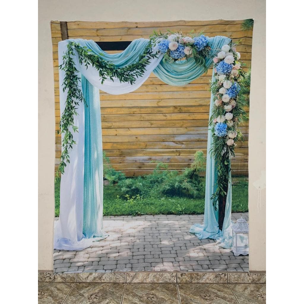 Fundo Fotográfico 2x1,60mts AxL em malha Sublimada portal floral especial casamento e celebrações