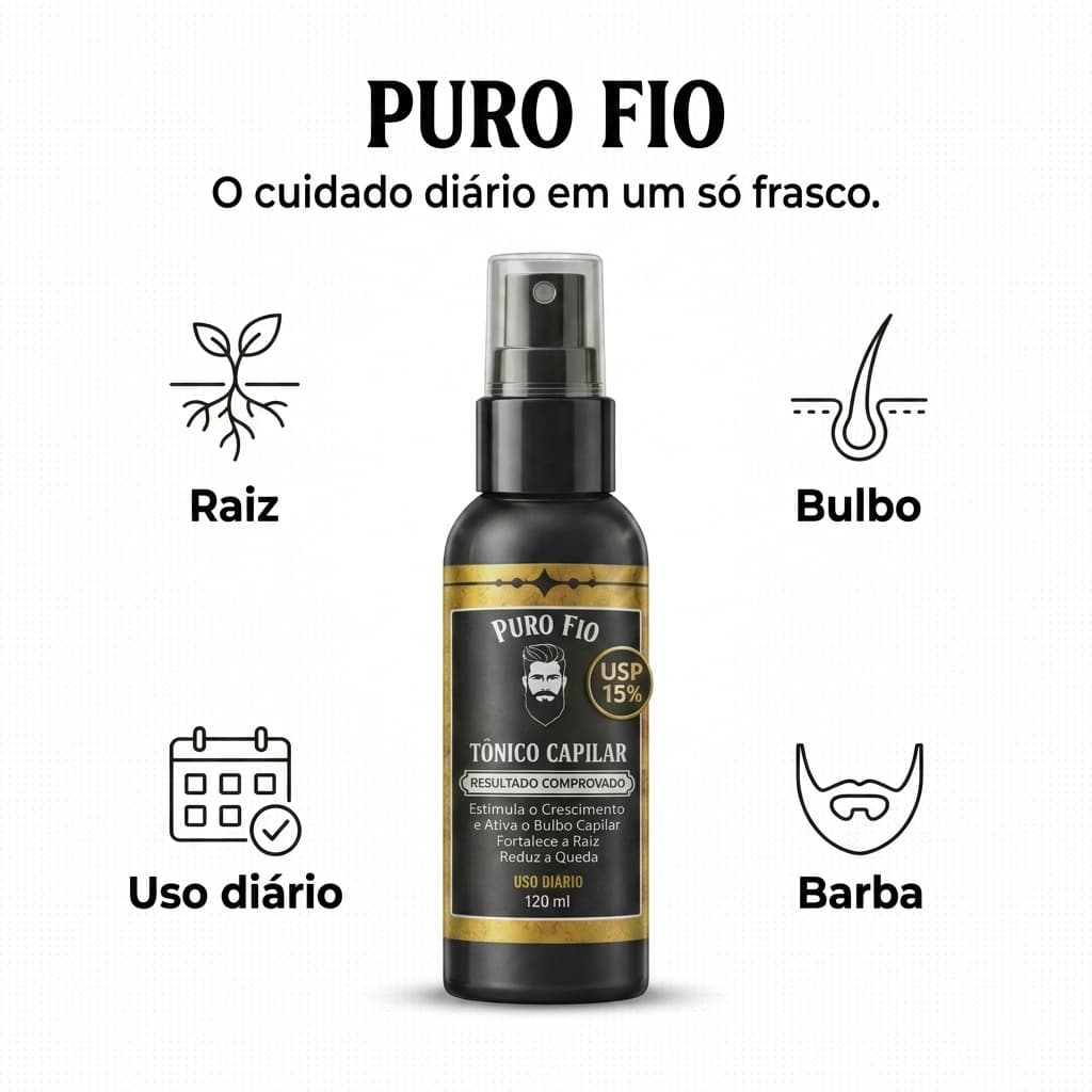 Tônico Capilar 15% Anti Queda Serum de Crescimento Poderoso Barba Cabelo Sobrancelha Bigode Kit d