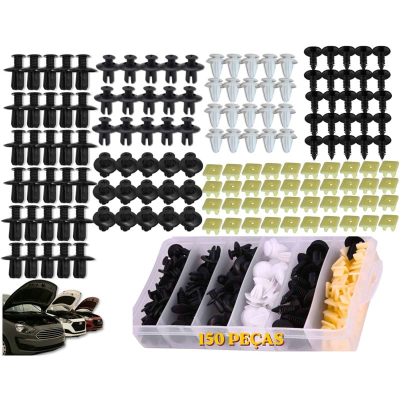 Kit 150 Presilhas Parabarro Parachoque Universal Carro Automavel