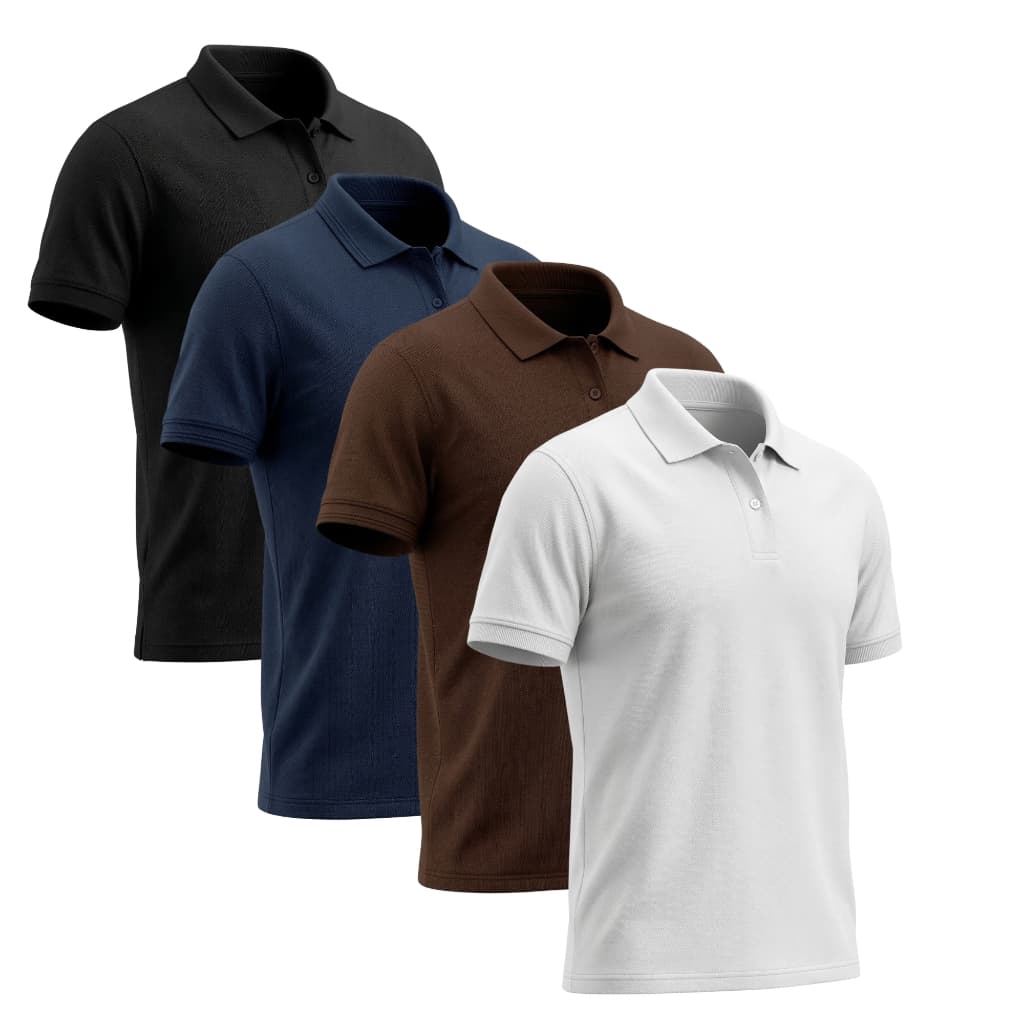 Kit 4 Camisas Polo Masculina Piquet Várias Cores