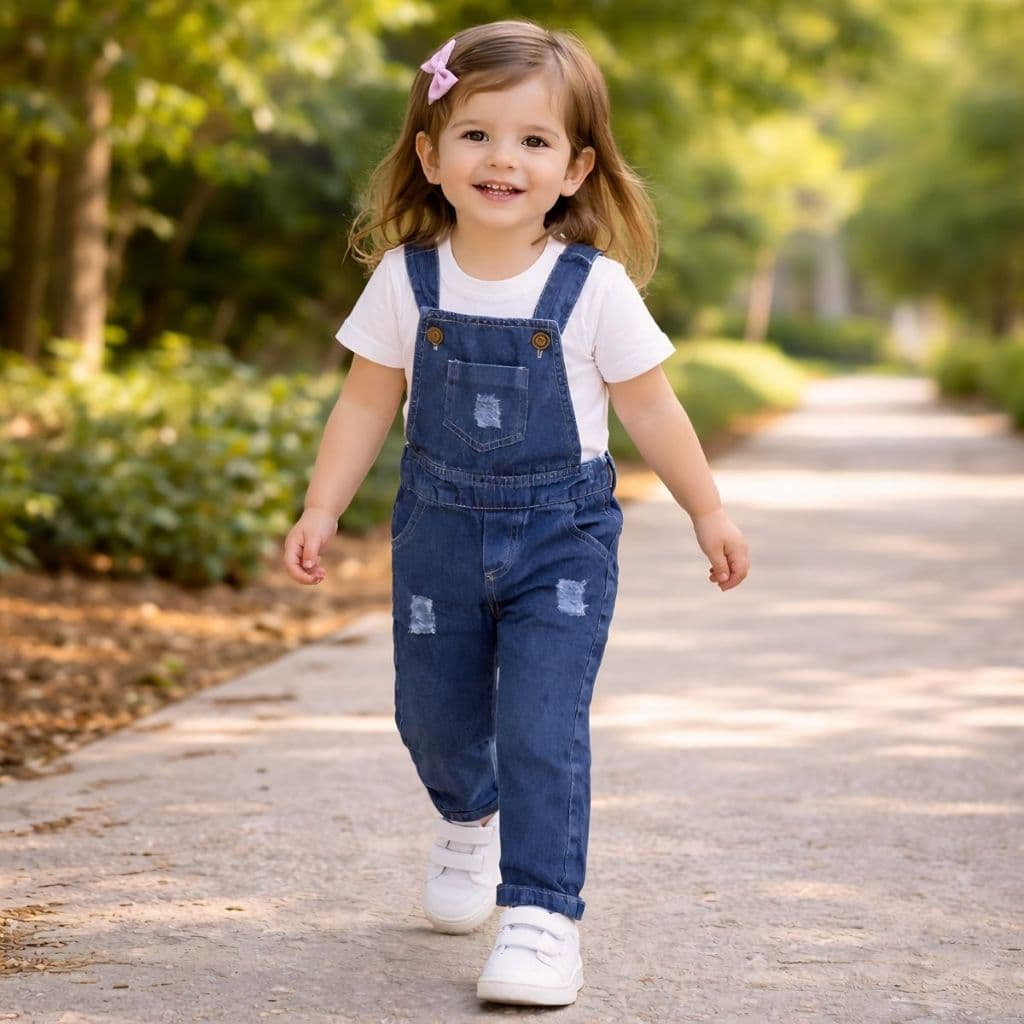 Macacão Jardineira Jeans Menina Calça Infantil Longa 2 ao 10 Anos - PB