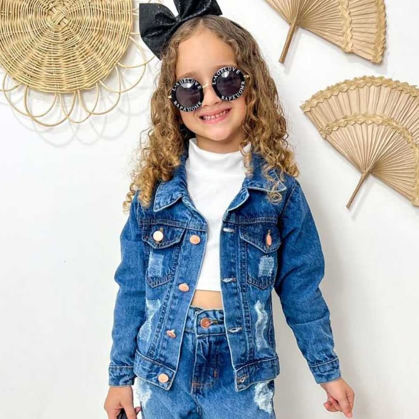 Jaqueta Jeans  Infantil Menina Feminina Destroend   4 ao  12