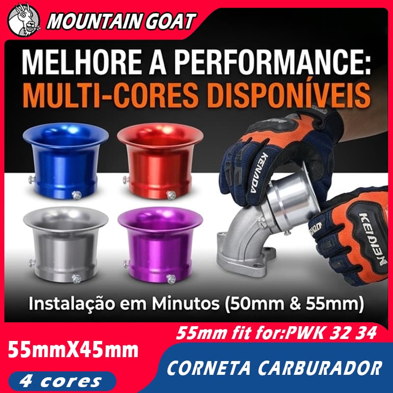 Corneta Carburador PWK Guilhotina CompetiçãO AplicaçãO Twister Pwk Koso Cb 300 Xre 300 Filtro Ar 55mm Competição