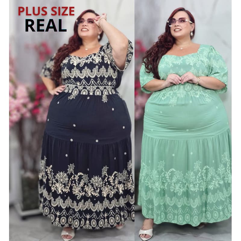 Vestido Longo Plus Size Floral