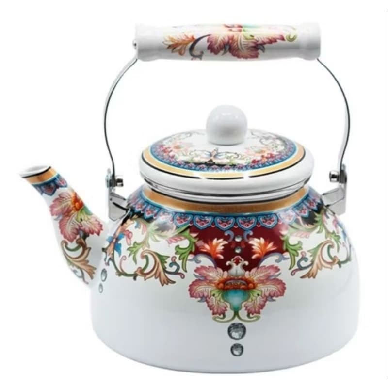 Chaleira Inox Esmaltada 2,5 Litros Estilo Vintage Indução Gás e Elétrico