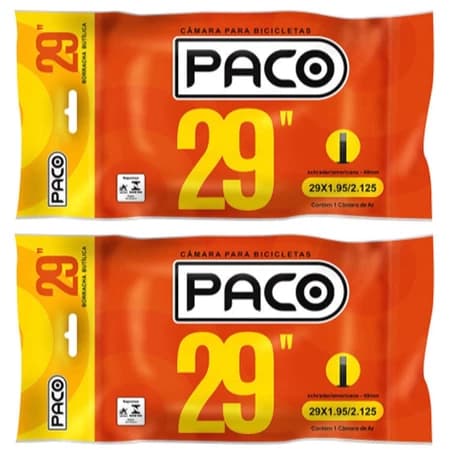 2 Câmaras de Ar Bike Aro 29 Paco 48mm Bico Grosso Schrader MTB