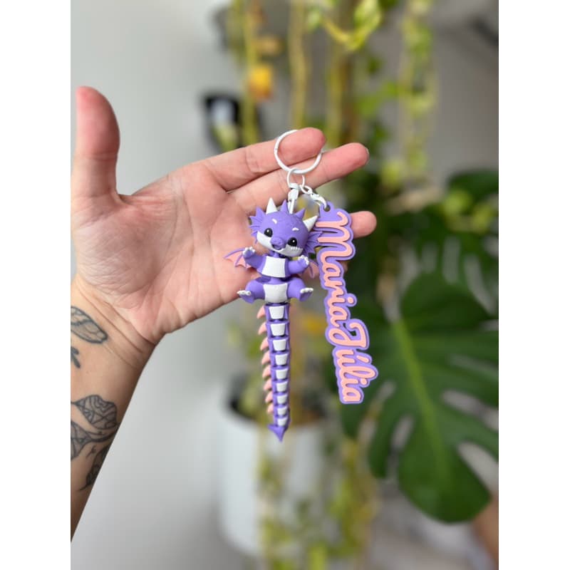 Chaveiro Dragão baby com nome personalizado 3D